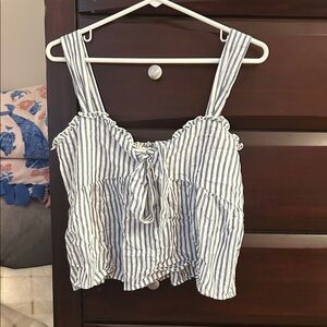 American Eagle Outfitters Blue and White Striped Tank Top